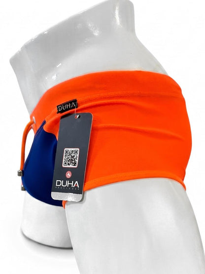 Traje de Baño Corto Hombre Naranja y Azul Marino | DUHA