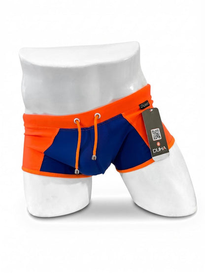 Traje de Baño Corto Hombre Naranja y Azul Marino | DUHA